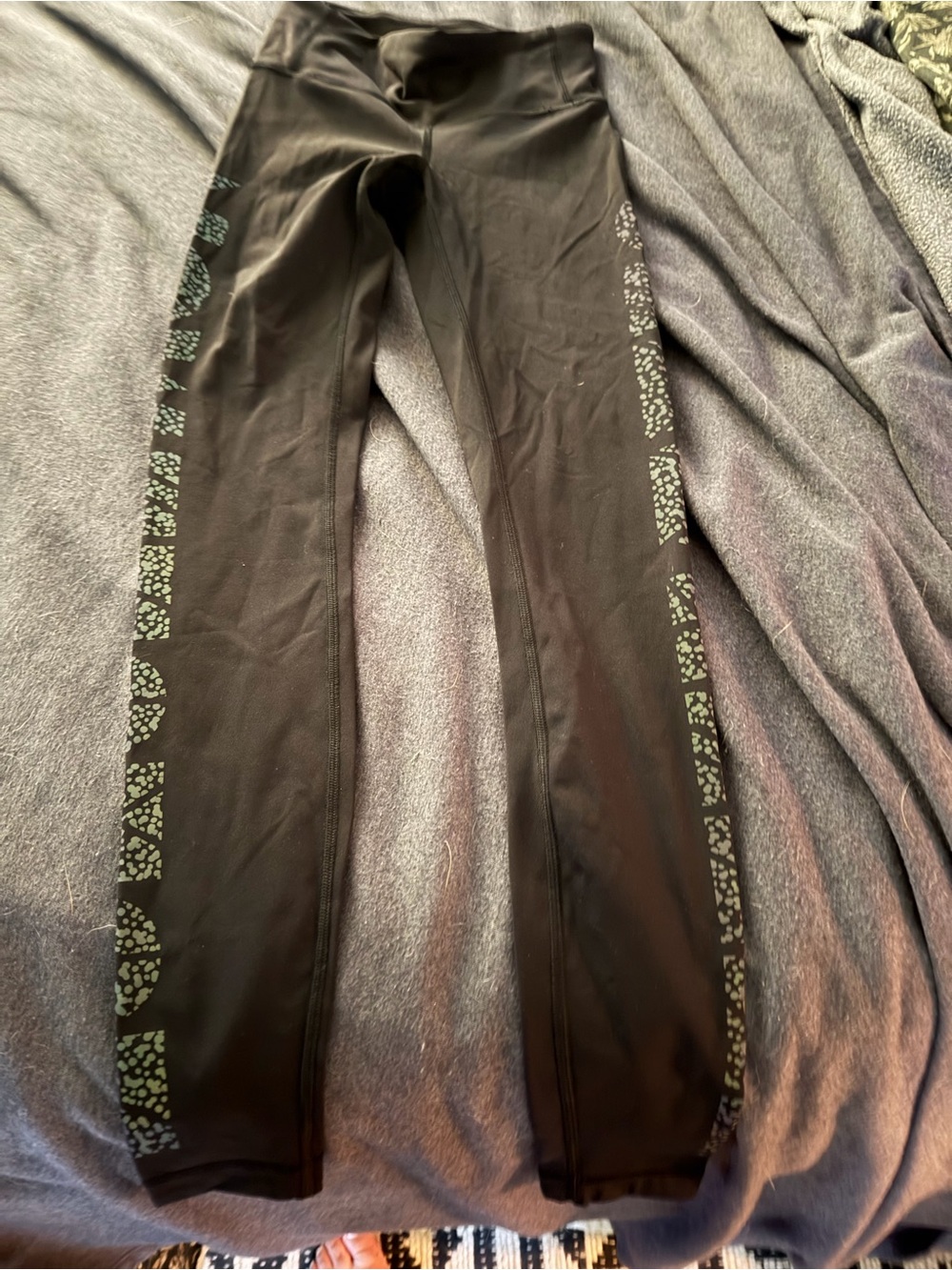 lululemon athletica Black Leggings with Mint Green Side Print